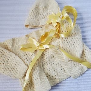 Baby Toddler Crochet Sweater And Hat Bonnet 12 M